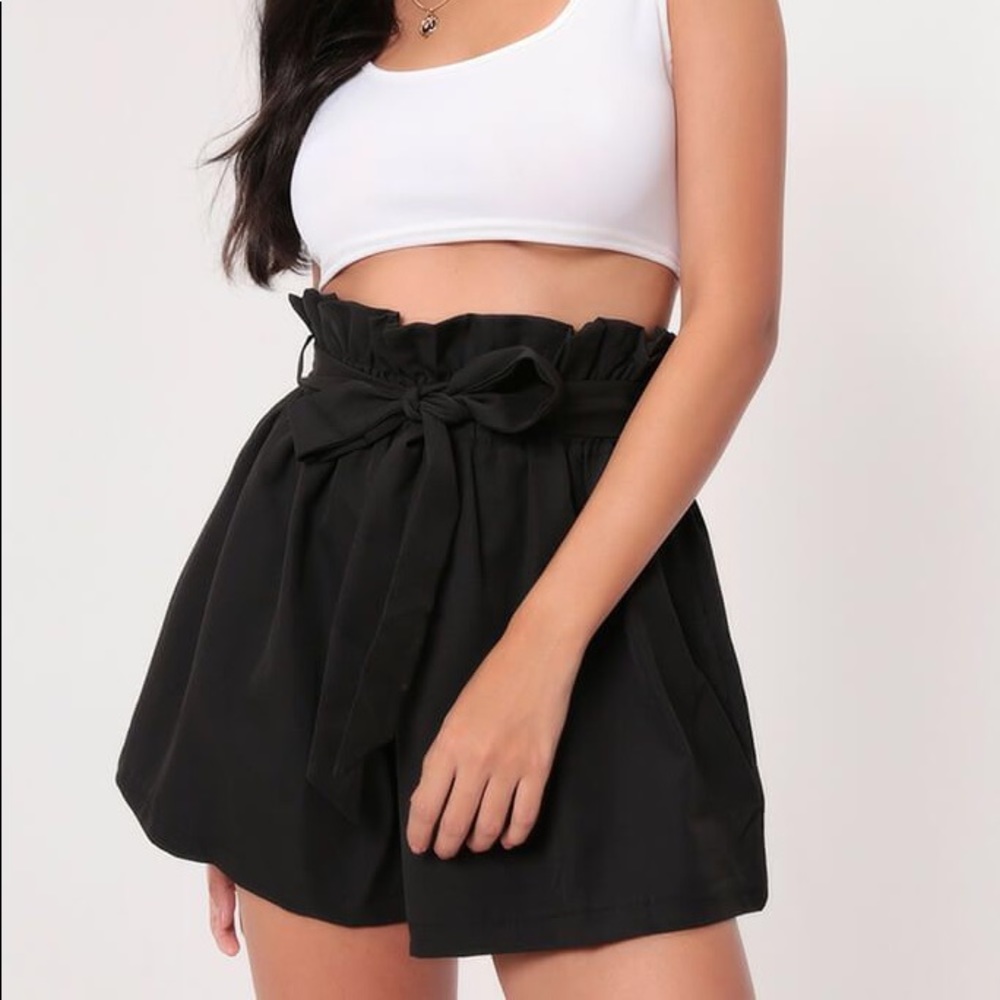 black tied paperbag shorts